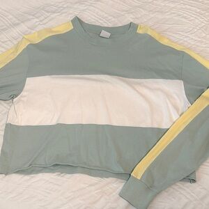 TNA Mint Green and Yellow Colourblock Crewneck Tee